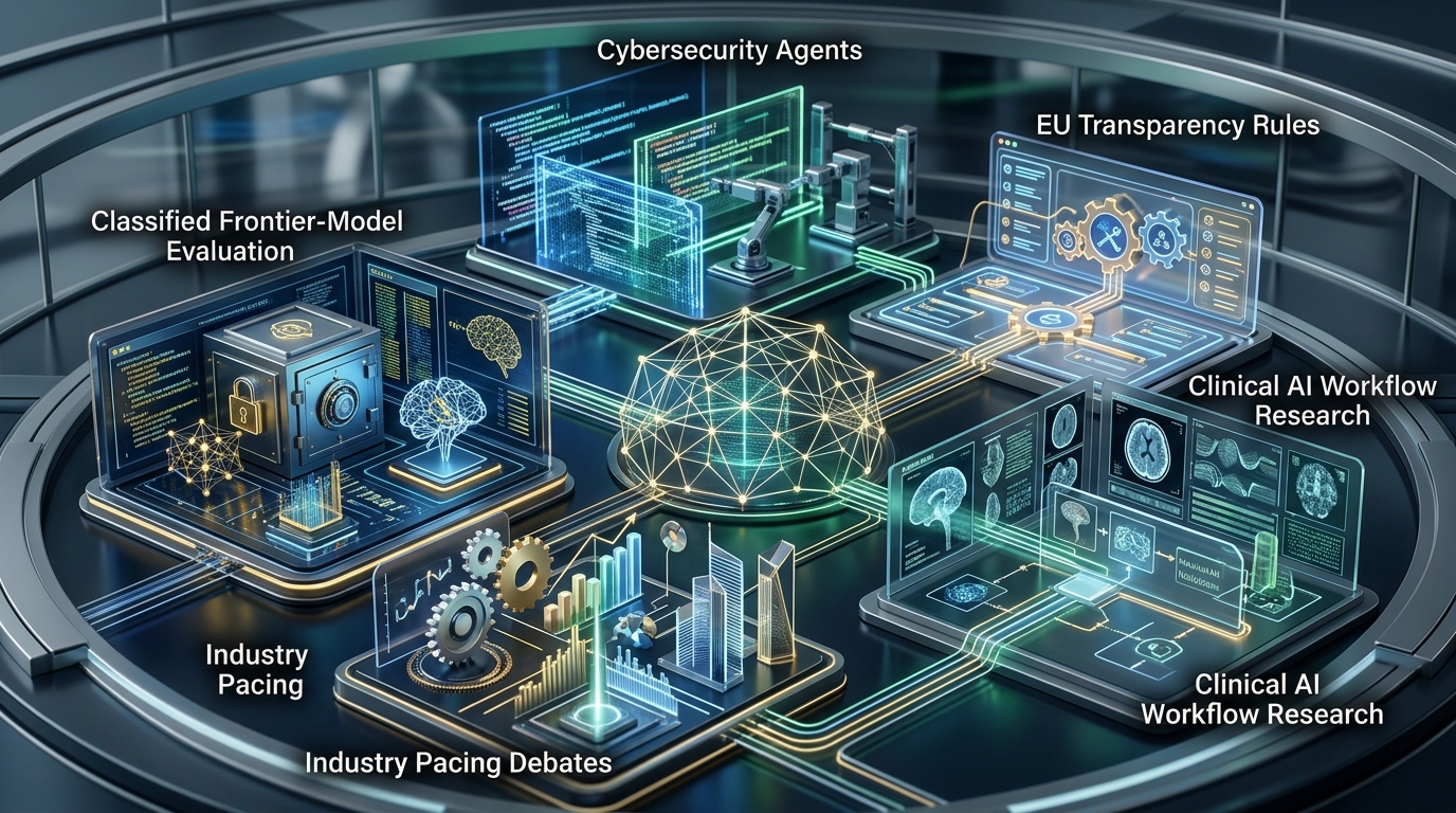 Abstract technology pattern representing AI guardrails and operational governance.