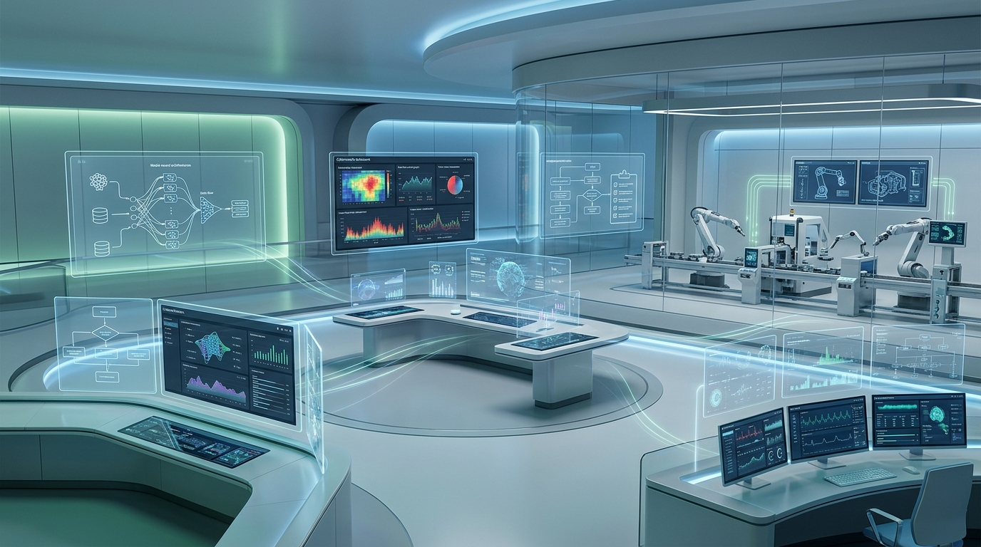 Abstract technology pattern representing AI control systems and models