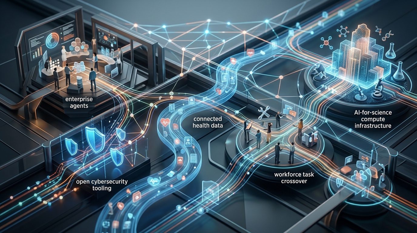 Abstract technology pattern representing governed AI workflows